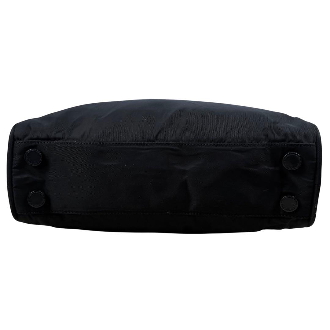 【美品】PRADA プラダ 南京錠付き トートバッグ 三角ロゴ ブラック 白タグ