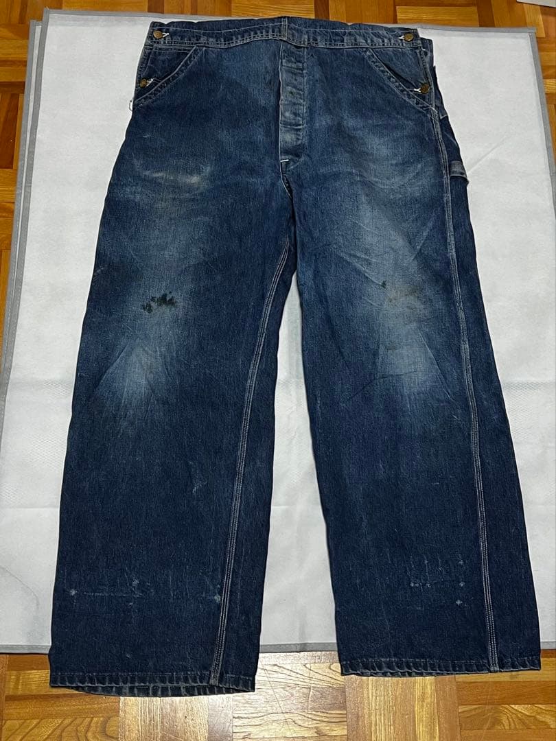 50s Lee 91sb ロングL ジェルトデニム オーバーオール 濃紺