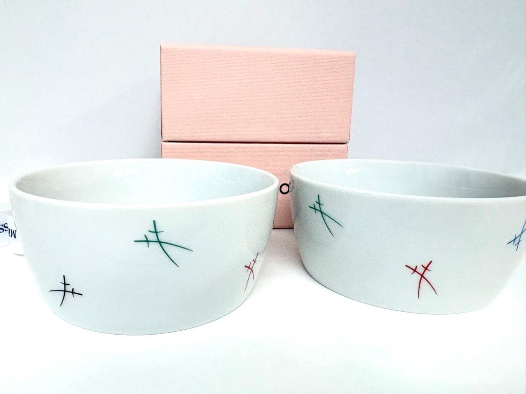 MEISSEN マイセン 剣マーク カラフル ペア ディッシュ 37192