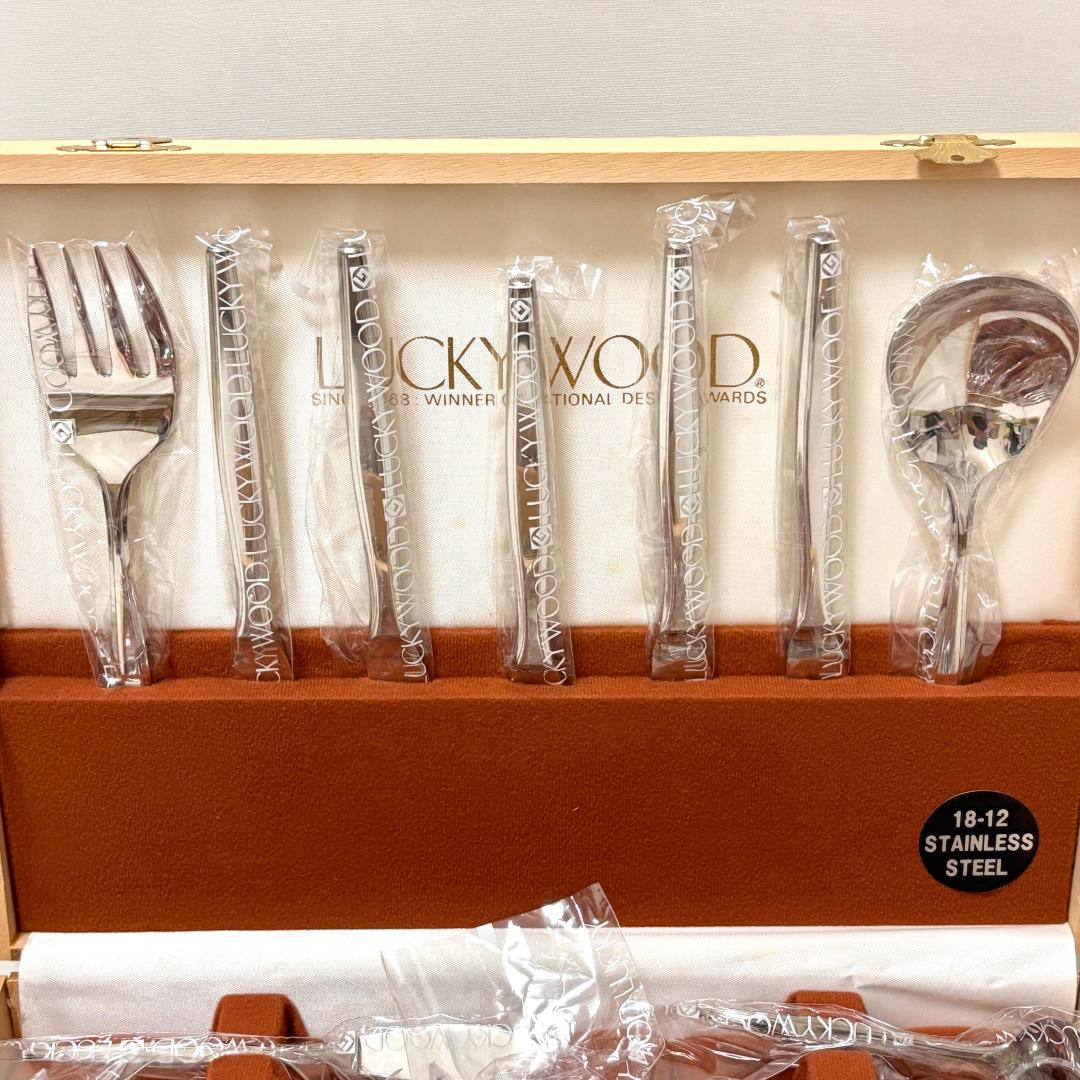 【新品・未使用品】ラッキーウッド カトラリーセット 50pc 5客用