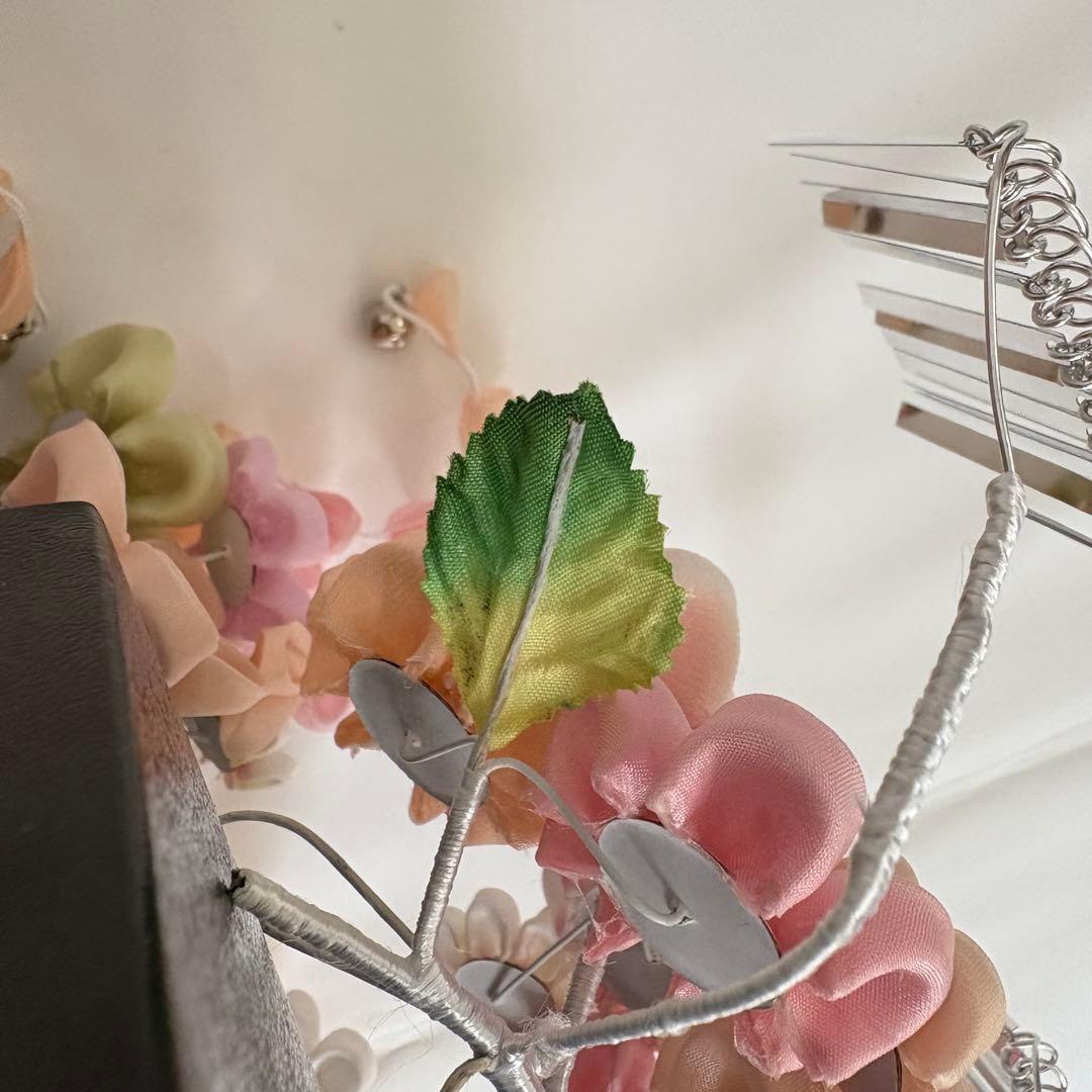 七五三 髪飾り 勝山かんざし 桜色 緑 7歳 つまみ細工