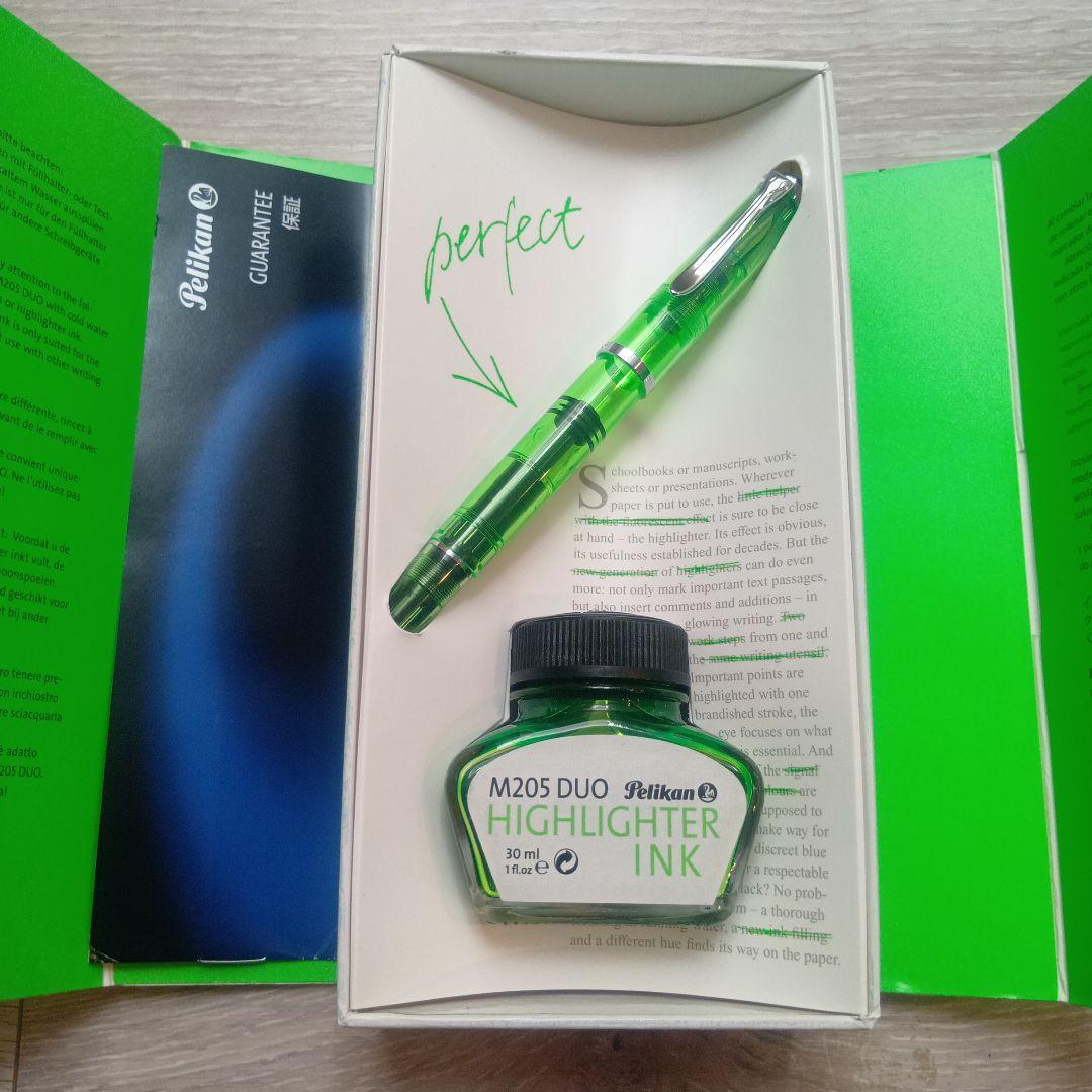 ペリカン万年筆 特別生産品 M205 DUO シャイニーグリーン 　インクセット