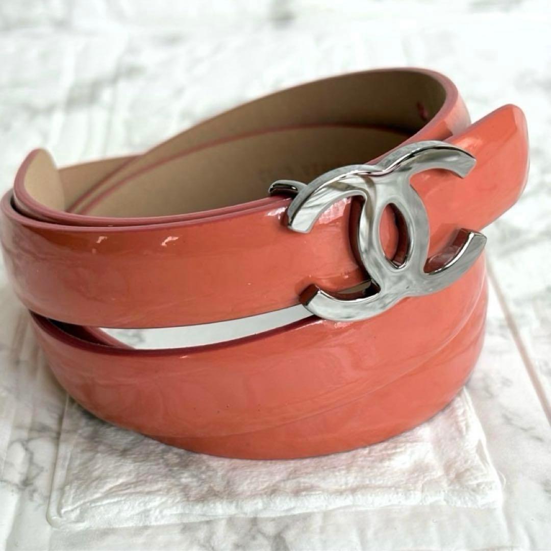 CHANEL シャネル　ベルト　ココマーク　エナメル　レザー