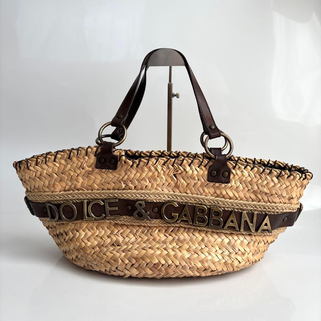 極美品 DOLCE&GABBANA カゴバッグ 籠 レザー ロゴ 希少レア品