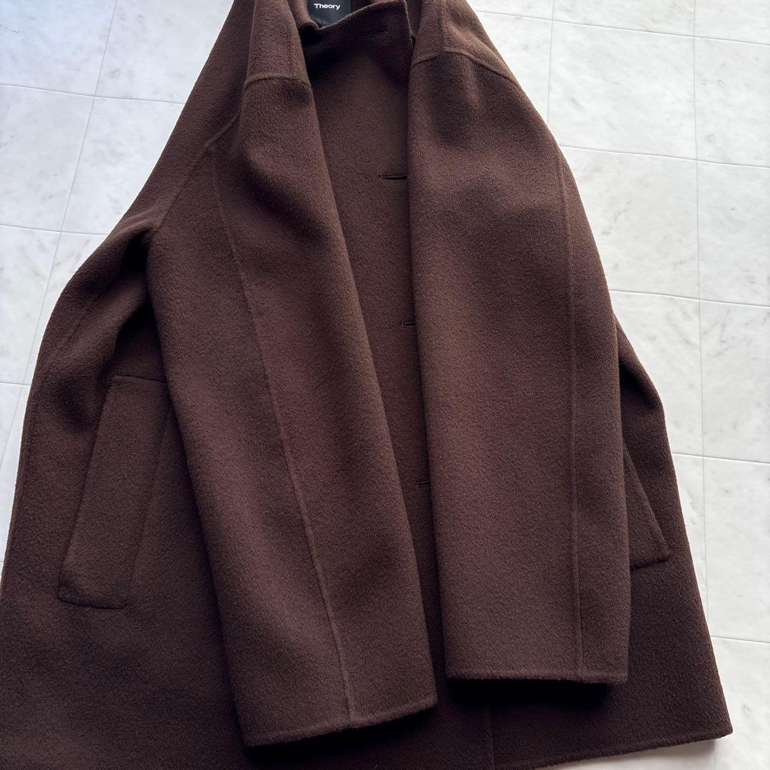 セオリー ウールカシミヤ Pコート 茶 ブラウン アウター ダブルフェイス
