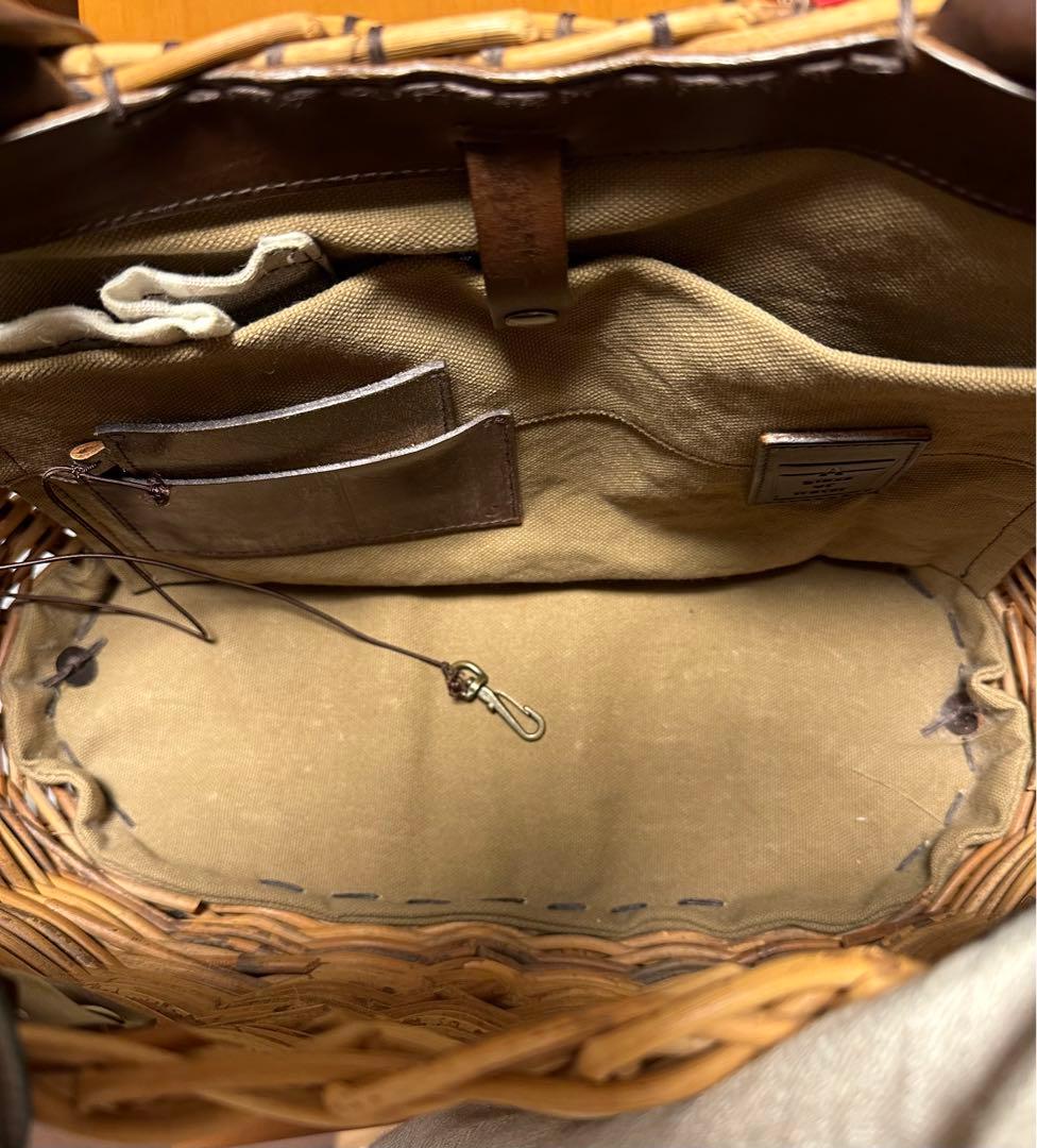 ebagos オイルショルダー紅籐 ブラウン大　カゴバッグ エバゴス　革たっぷり