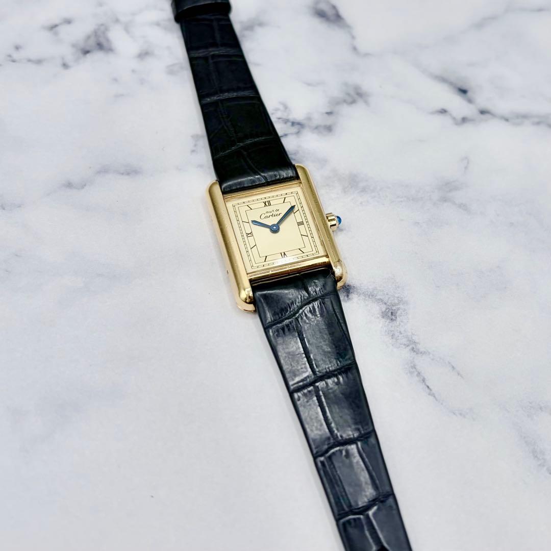 【OH済／極美】カルティエ マストタンク SM ヴェルメイユ 最高級クロコダイル