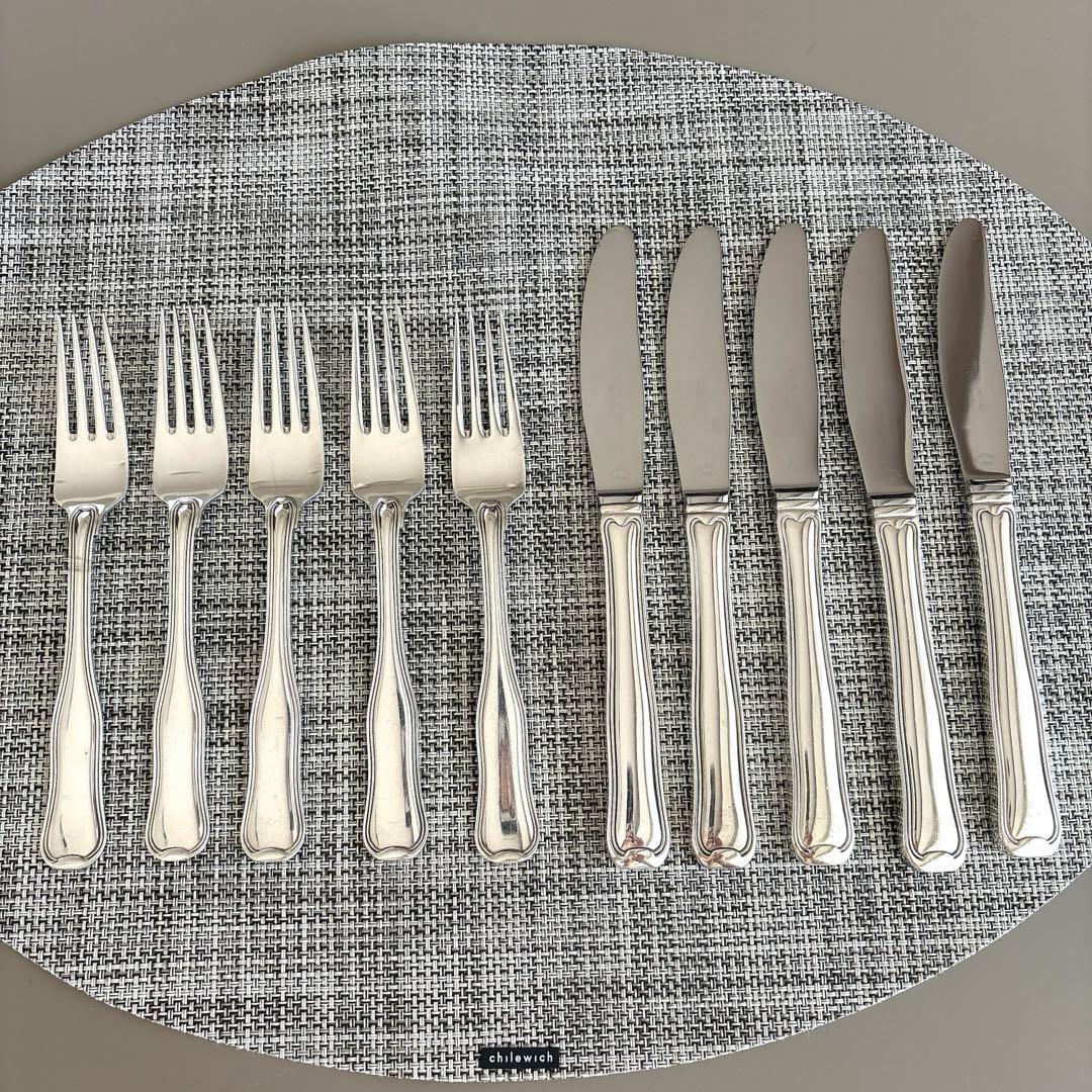 美品ジョージジェンセン★オールドデニッシュ★ディナーナイフ&フォーク★各5本