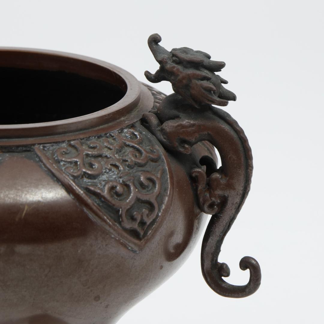 Bg1637 高岡銅器 長足菖蒲獅子蓋 香炉 伝統美術工芸品 骨董品 銅製