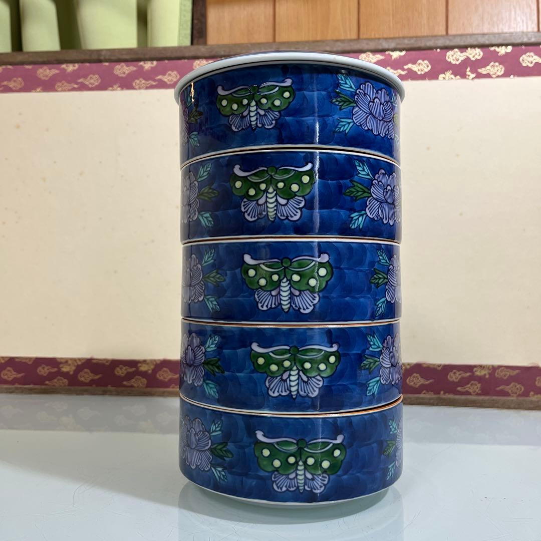 源右衛門　染錦花蝶紋　五段重（G）