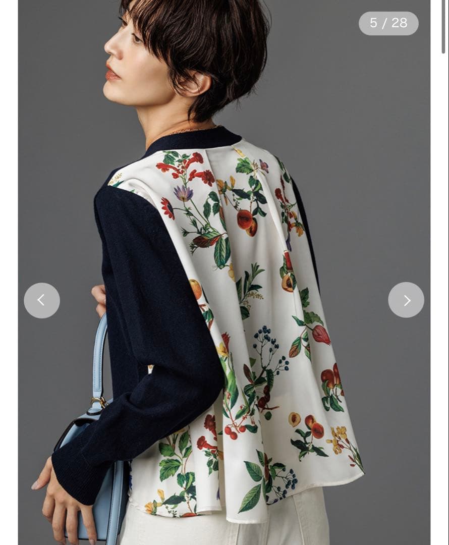 milaowenカシミヤコットンボタニカルドッキングカーディガン