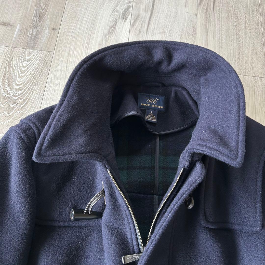 BROOKS BROTHERS ダッフルコート ネイビー L ブラックウォッチ