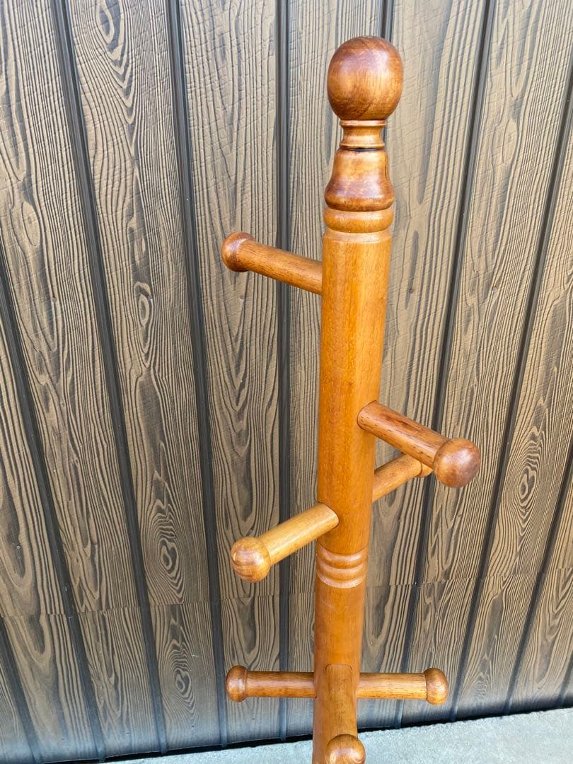 木製　ポールハンガー　アンティーク　ハンガーラック　帽子掛け