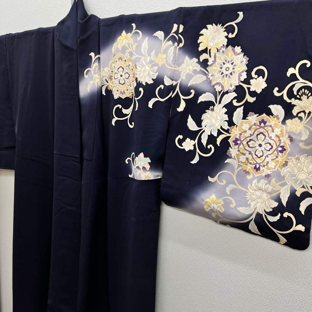 ボ*す様 裄68 正絹　袷　訪問着　アラベスク　難あり