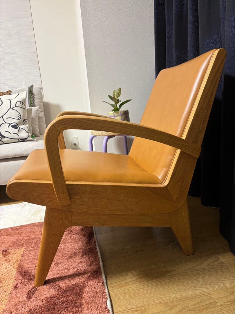 パーソナルソファ　1P 革張り オーク材