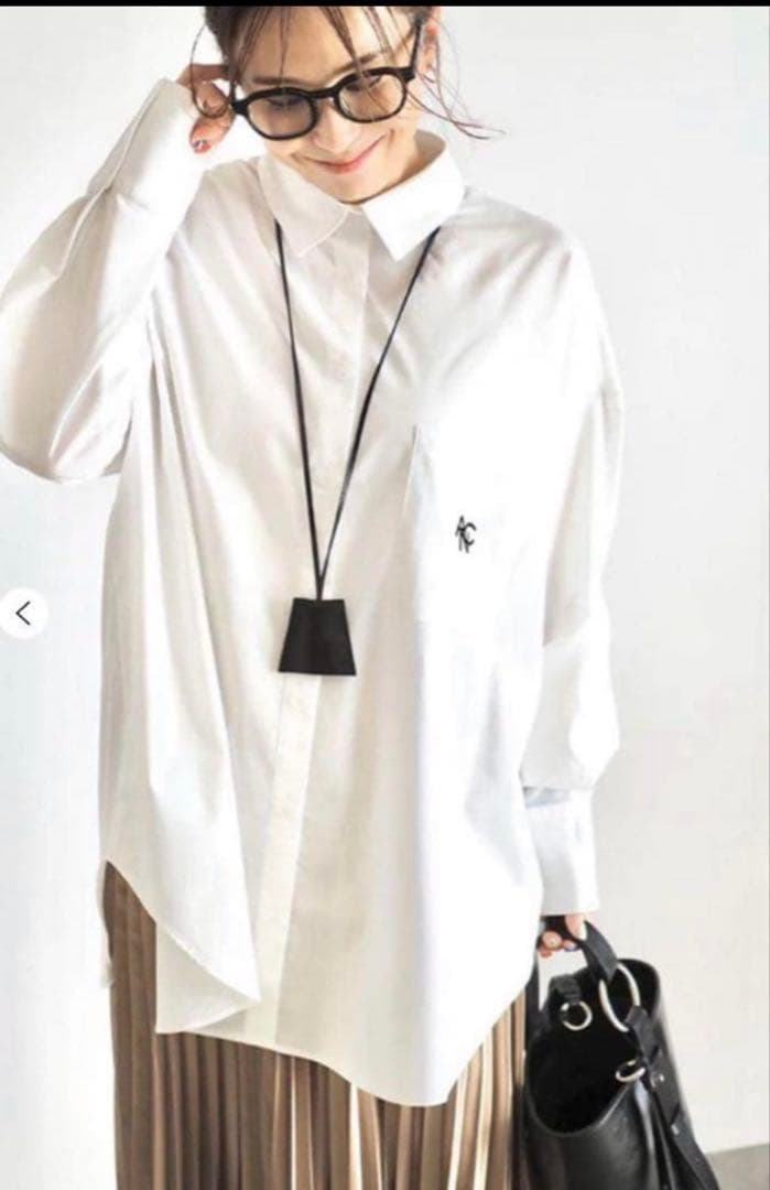 アニーカ　ANIECA ANCポケットシャツ　ロゴ　ホワイト