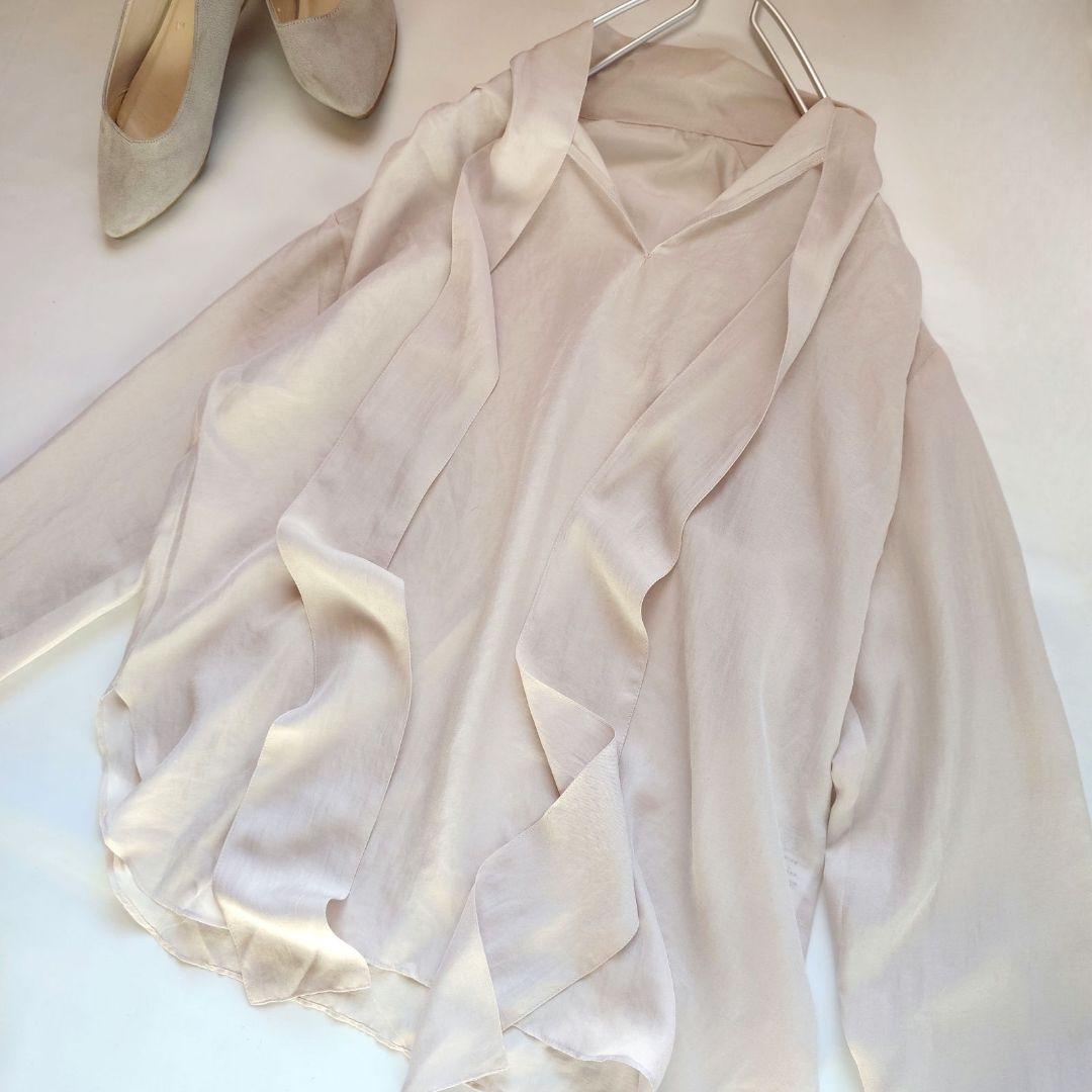 ☘️新品 ヴェルメイユパーイエナ ボウタイブラウス リボン 長袖 グレージュ F