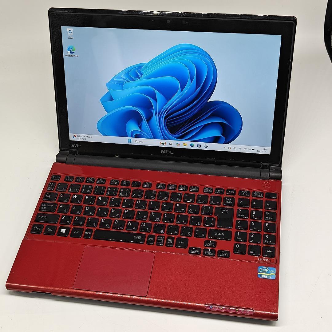 【NEC】LAVIE 高性能i7 SSD512GB 16GB レッド ノートPC