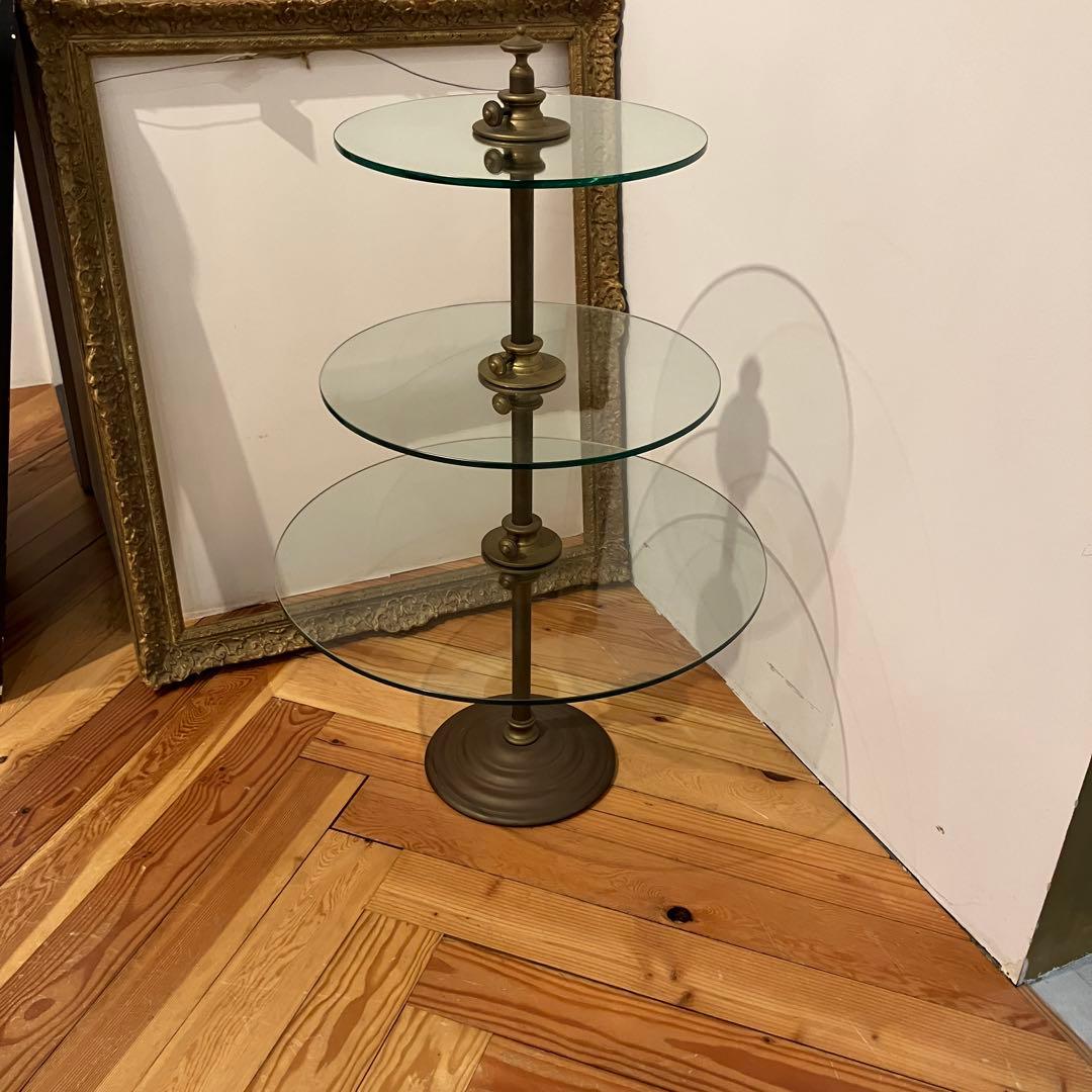 アンティーク　ガラスケース　ディスプレイシェルフ 真鍮　ケーキスタンド