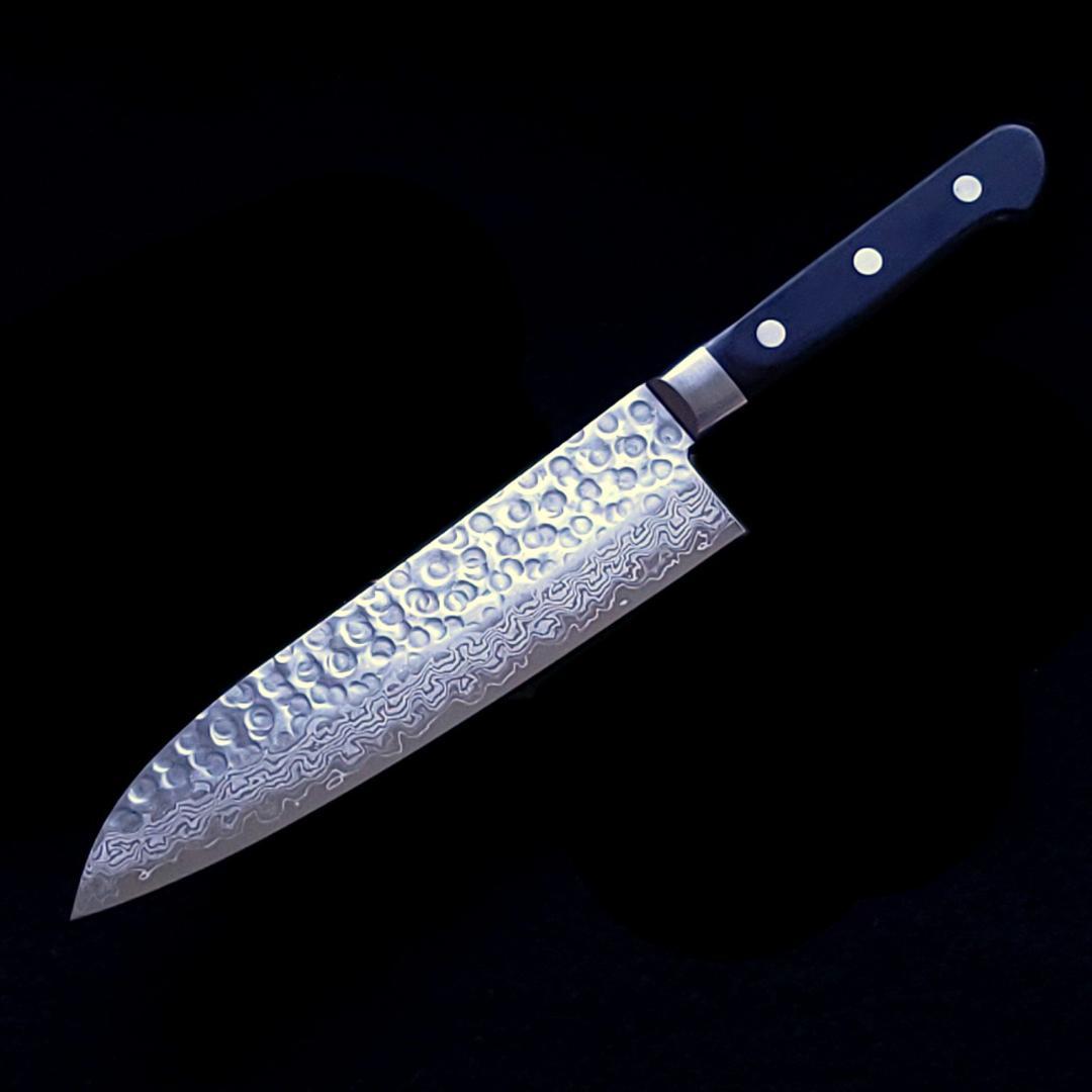 T*ツ様 日本製 VG10 ダマスカス 三徳包丁185mm 黒柄 G1756E