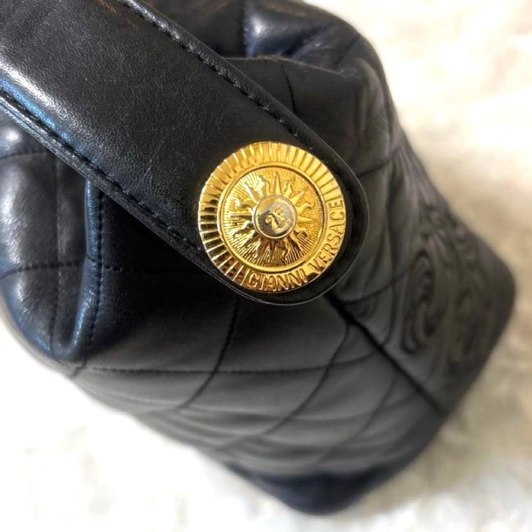 GianniVersace レザー刺繍　ハンドバッグ