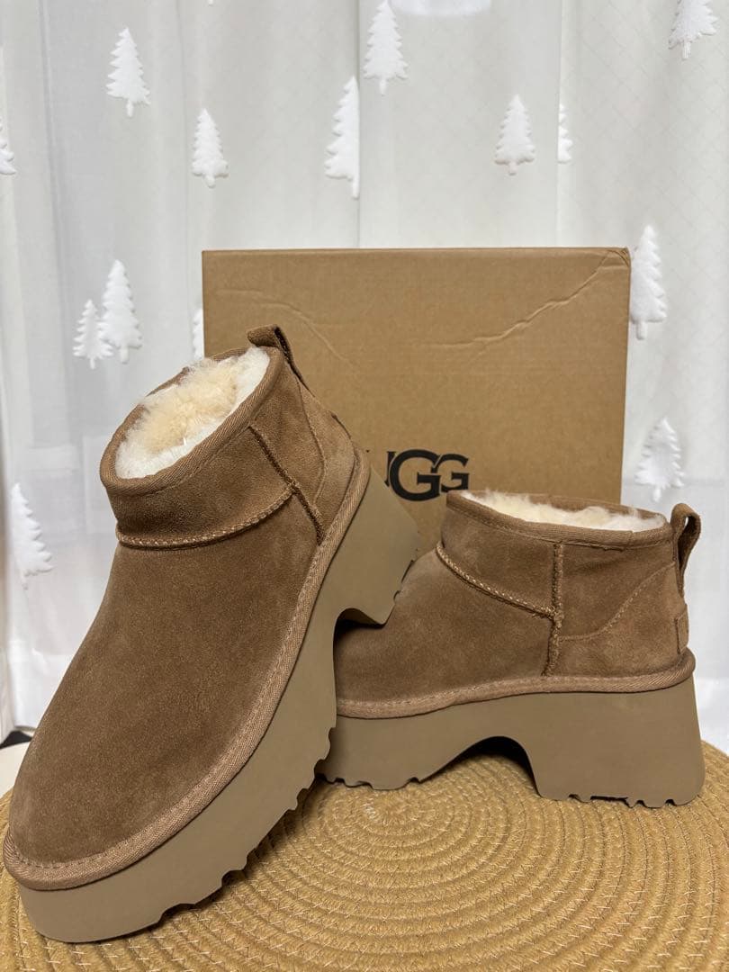 UGG 厚底7cmブラウン プラットフォーム ムートンブーツ