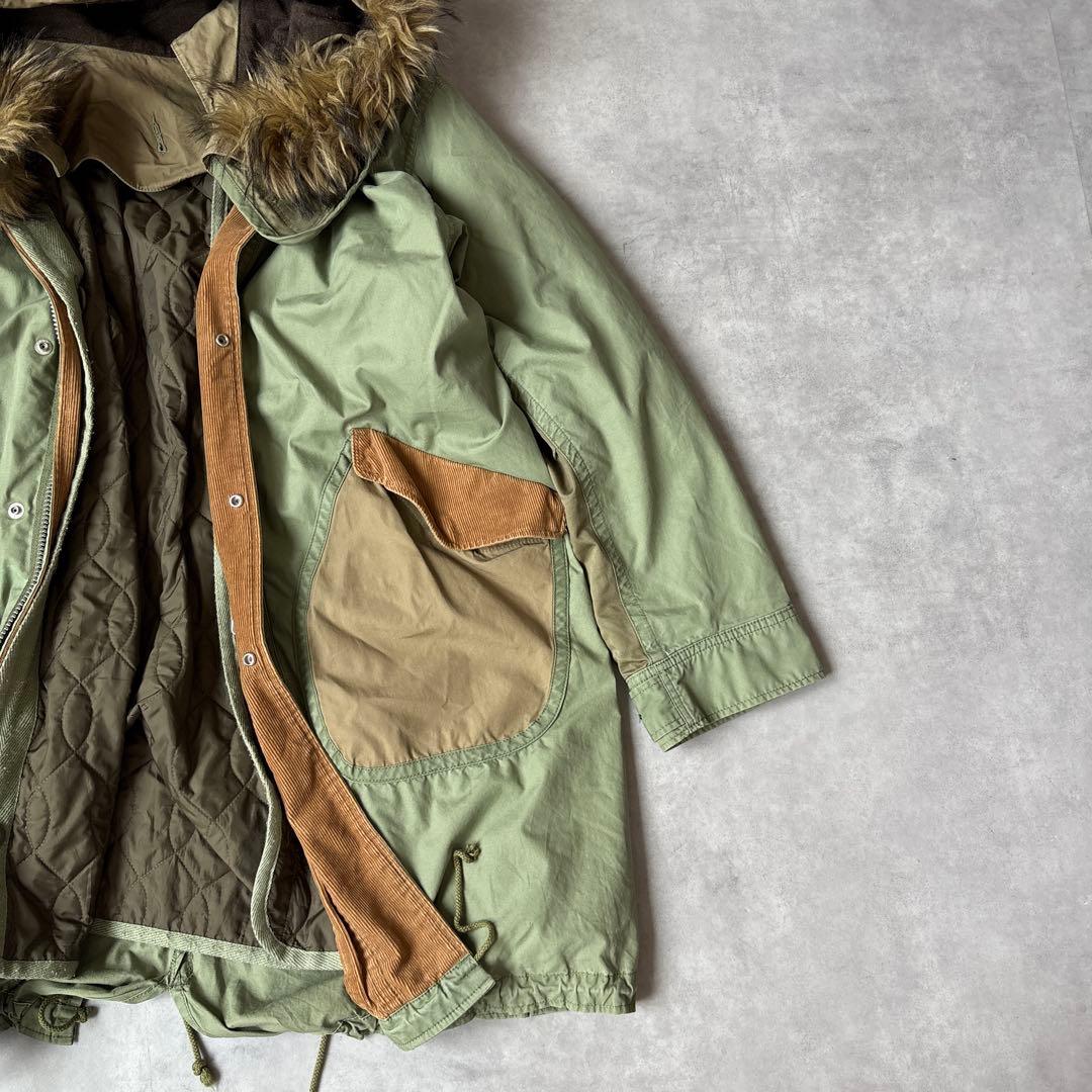 ★ ツモリチサト　中綿　ライナー付　ファー付　パッチワーク　異素材　モッズコート