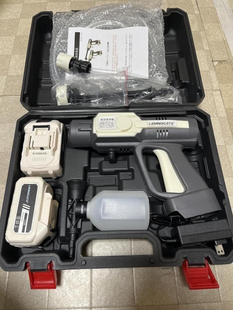 A高圧洗浄機 コードレス 充電式 ハンディタイプ 高圧洗車機 850W 6種類ノ