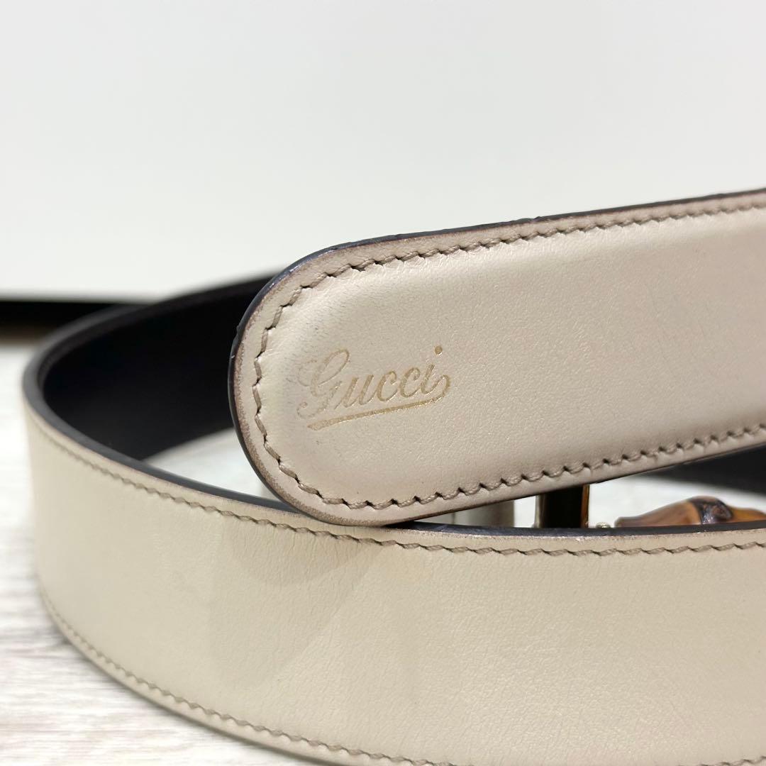 た*か様 希少 美品 オールドグッチ ベルト バンブー ホースビット アイボリー