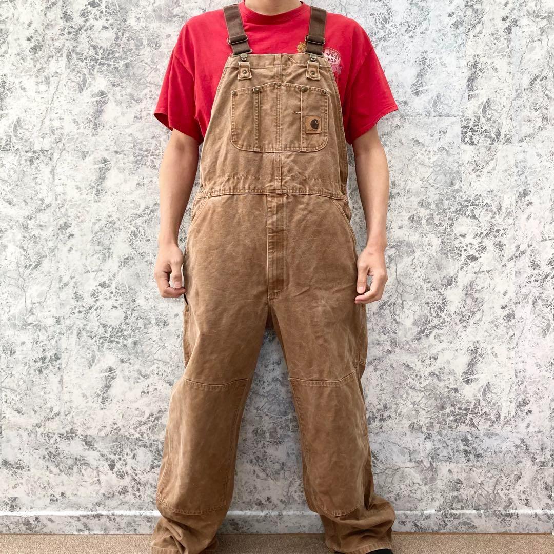 メキシコ製 カーハート 古着 ダック地 ダブルニー オーバーオール 極太 00s