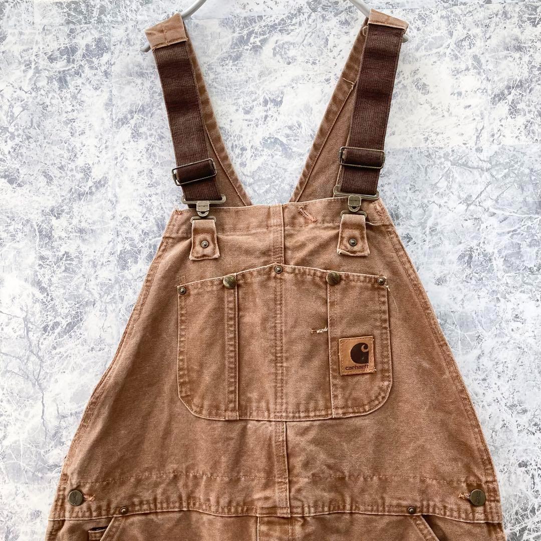 メキシコ製 カーハート 古着 ダック地 ダブルニー オーバーオール 極太 00s