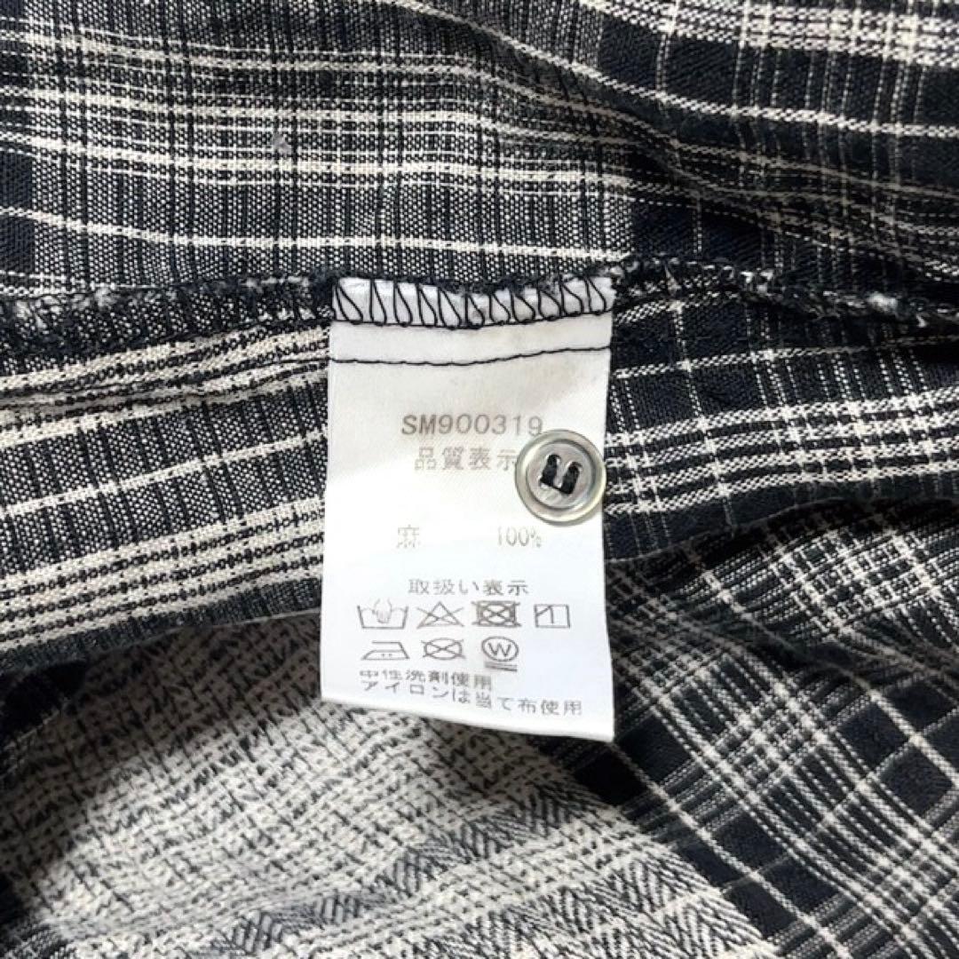 イチアンティークス　リネンギャザーブラウス　ワイド　バンドカラー　洗える　日本製