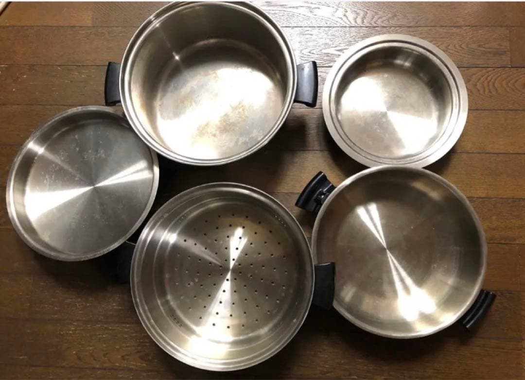 多機能大鍋セット　シチューパン　蒸し器　美品中古