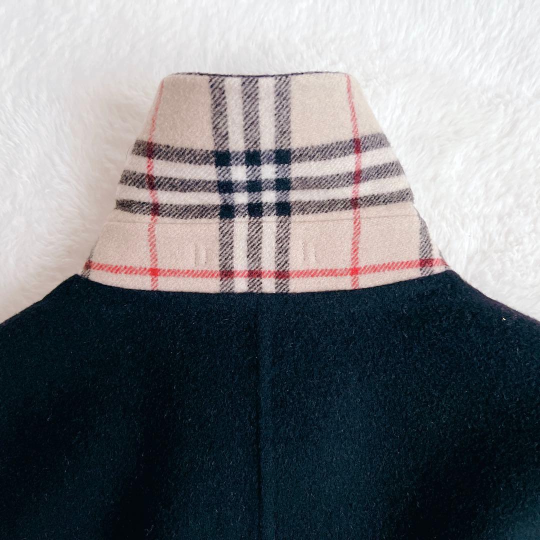 バーバリーロンドン ダブルフェイス コート ノバチェック カシミヤ ブラック L