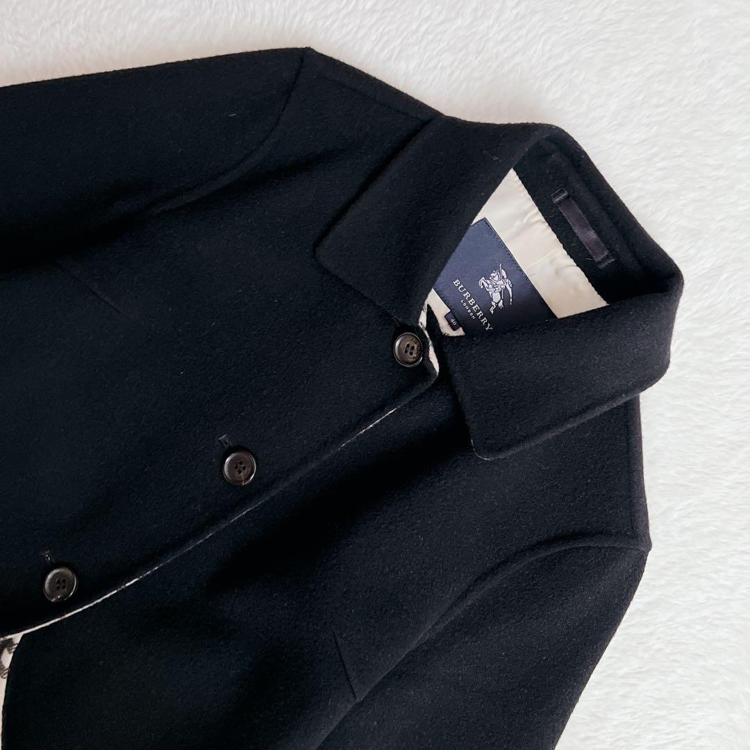 バーバリーロンドン ダブルフェイス コート ノバチェック カシミヤ ブラック L