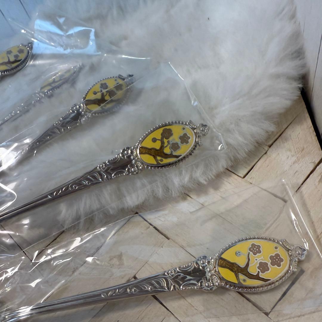 未使用♡シルバー925♡梅柄♡七宝焼スプーン♡8本セット 銀製カトラリー