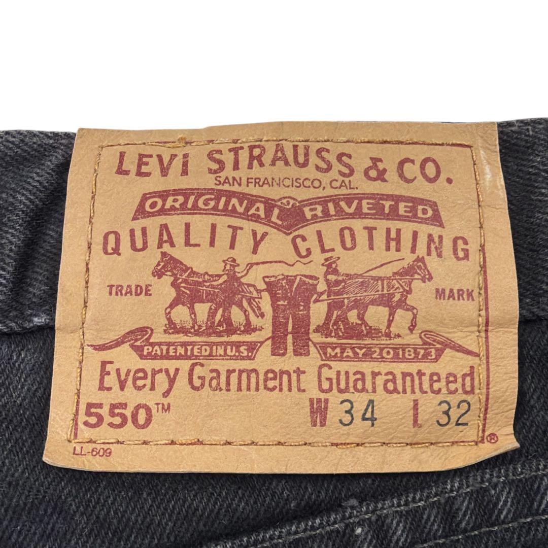 【先染め】90s Levi's 550 デニム ブラック ジーンズ 黒 W34