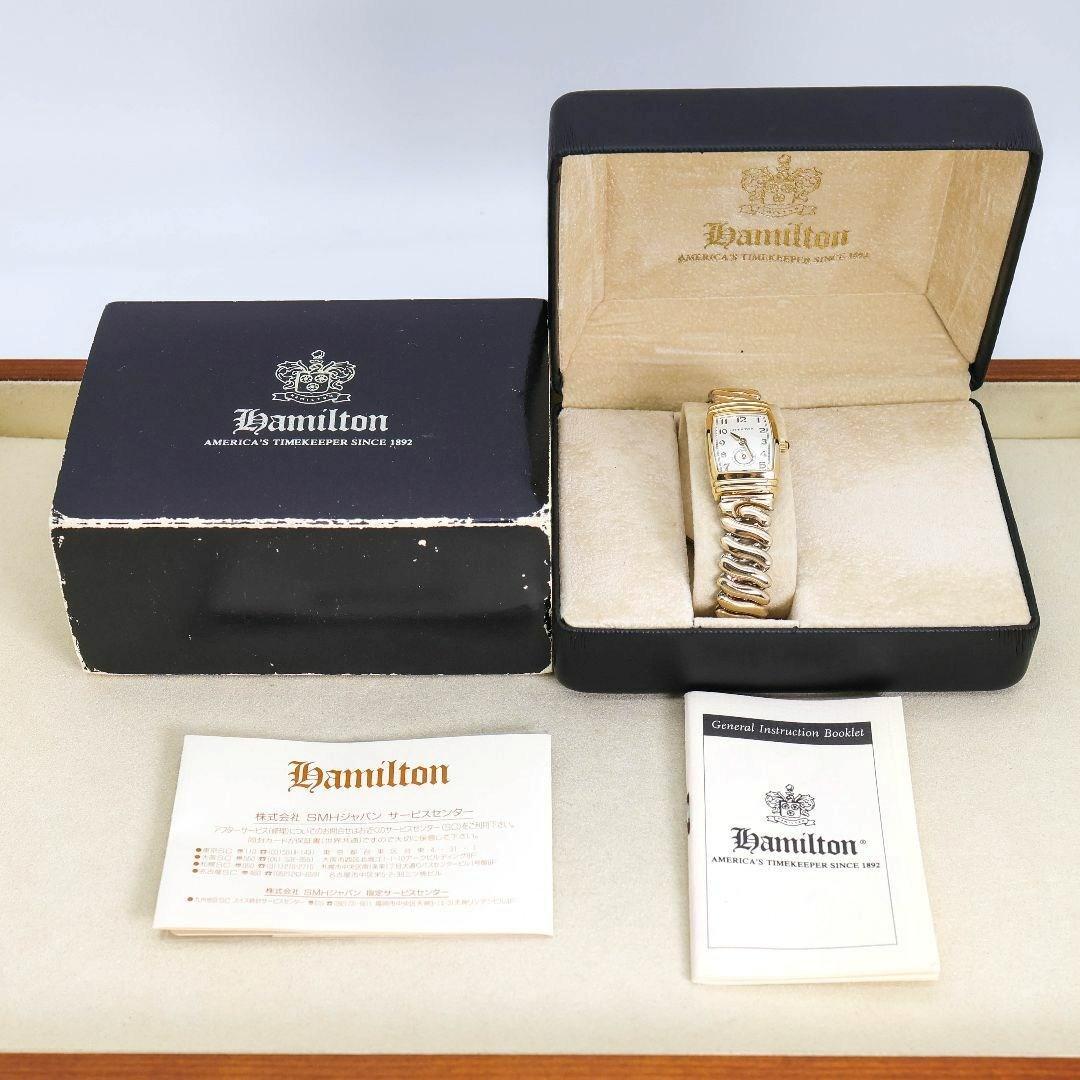 稼働 HAMILTON 腕時計 トノー スモセコ 蛇腹 外箱付 QZ 1902