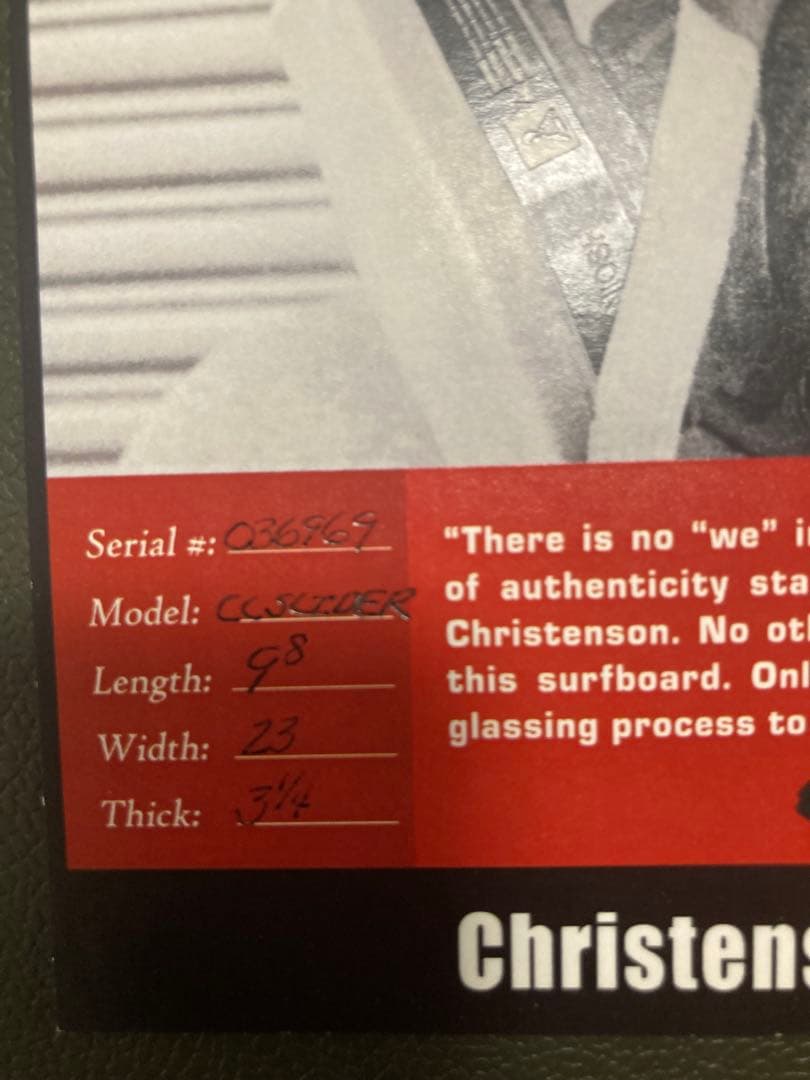 クリステンソン　サーフボード CC SLIDER トーマス・キャンベル　9’8