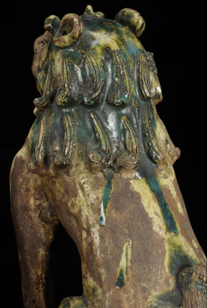 K*M様 江戸期名陶 【加藤春岱】 瀬戸焼 特大狛犬 阿吽 一対 桐箱 獅子 古