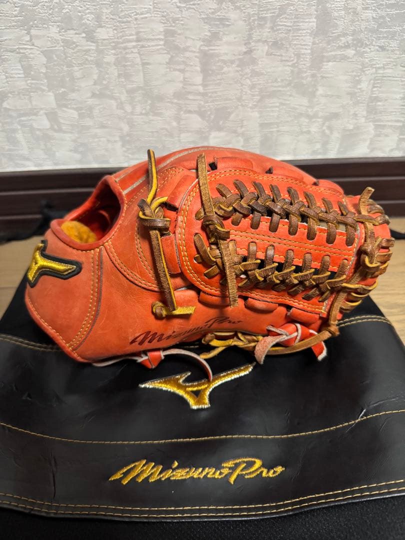 MizunoPro 硬式内野用グローブ　オレンジ　収納袋付き