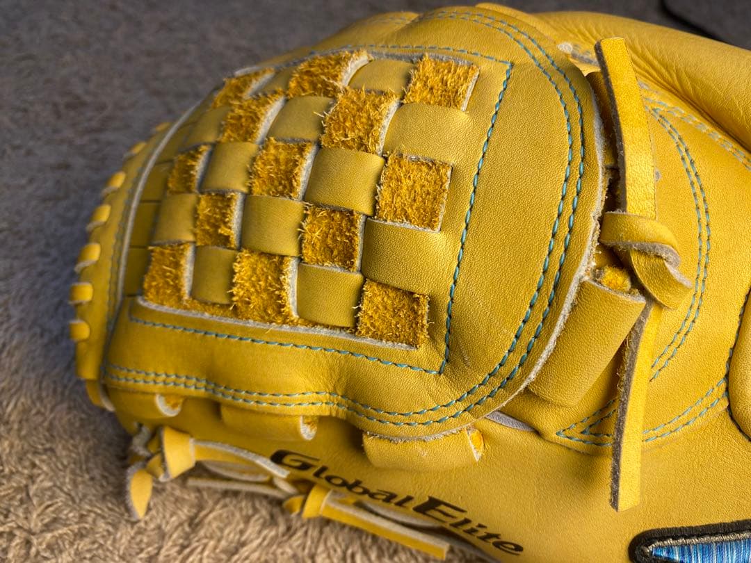 【美品】限定カラー 黄色 ミズノ グローバルエリート 硬式 投手用 左 グローブ