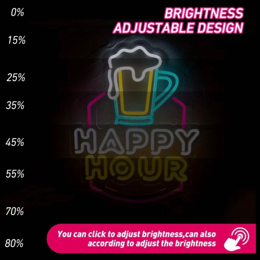 HAPPY HOUR ネオンライト 看板 ビール USB 壁掛け LED