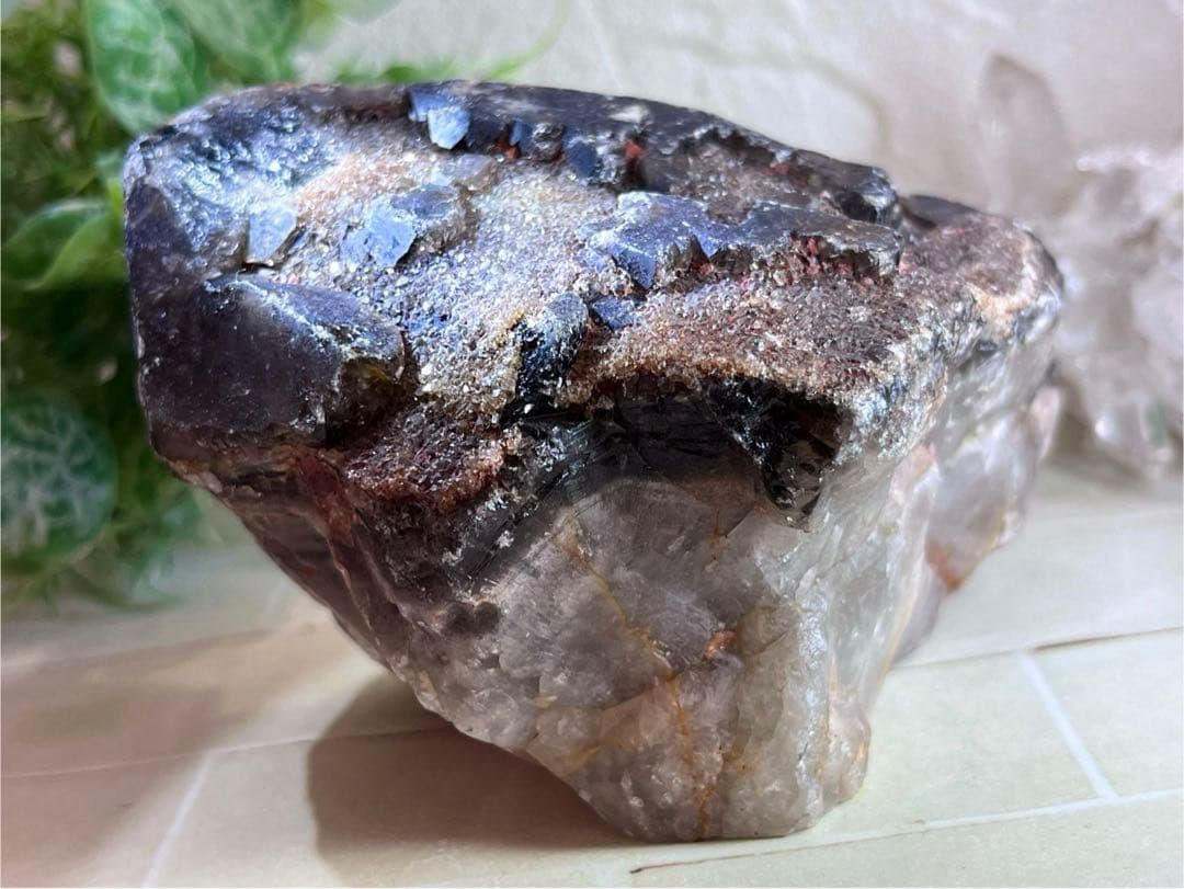 エッチドクォーツ　モリオン　黒水晶　原石　ラフストーン 蝕像水晶