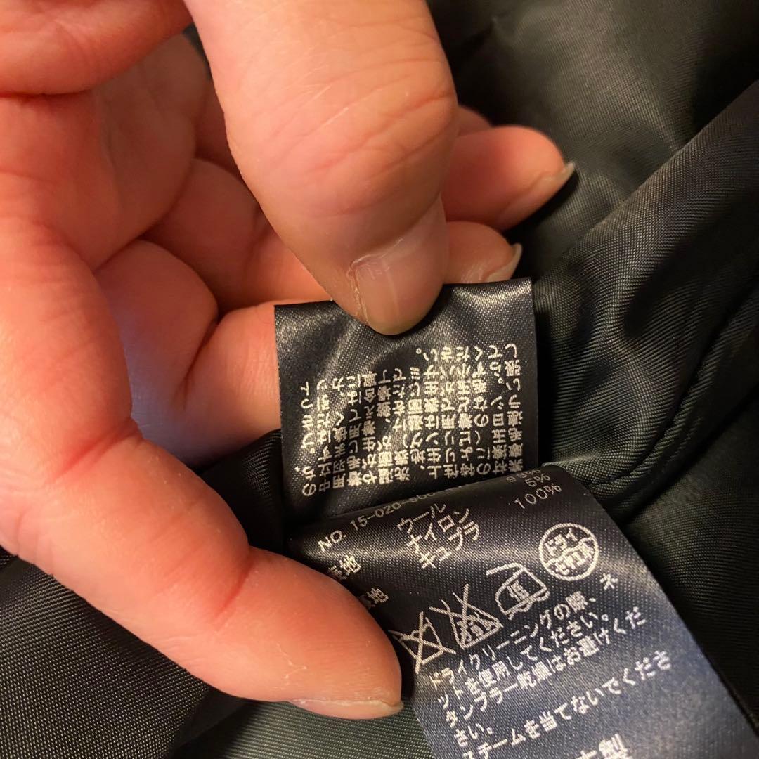 希少 ドゥーズィエムクラス ロング ノーカラー コート 紺 ウール