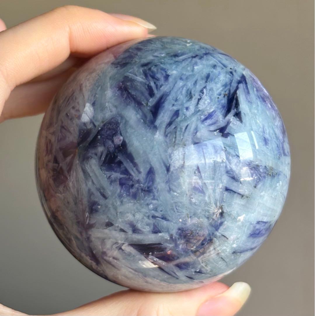 高品質　アクアマリン　レピドライト　スフィア　6.5センチ