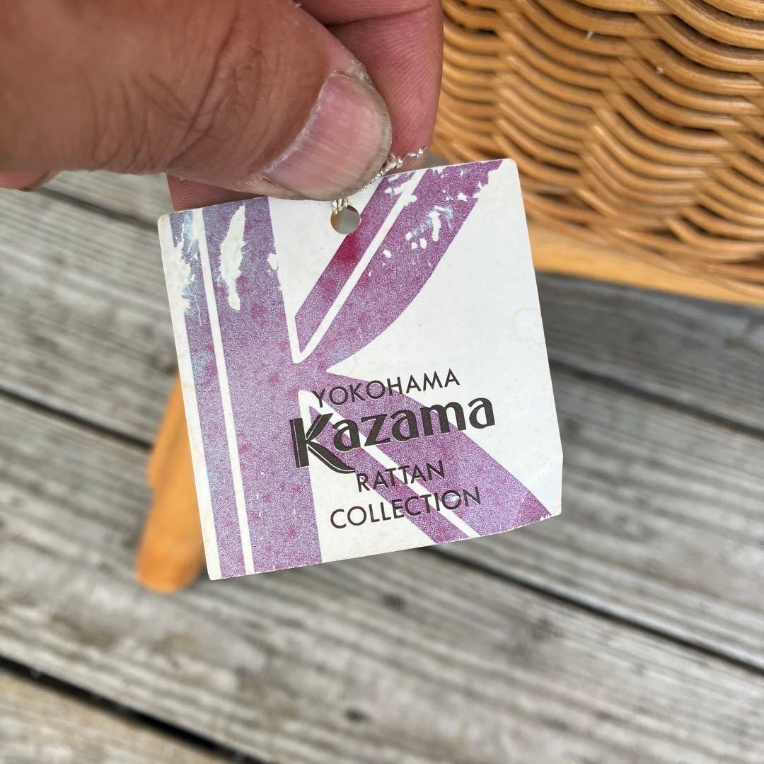 ① 昭和レトロ カザマ 花柄クッション アーチ型ラタンチェア アームチェア