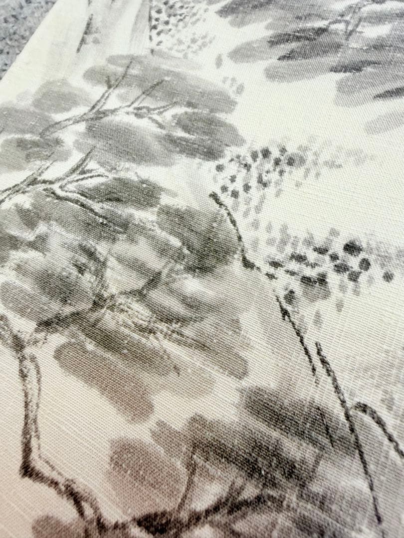 高級 訪問着 生紬 大和紬 ホワイト 水墨画 家屋 フォーマル