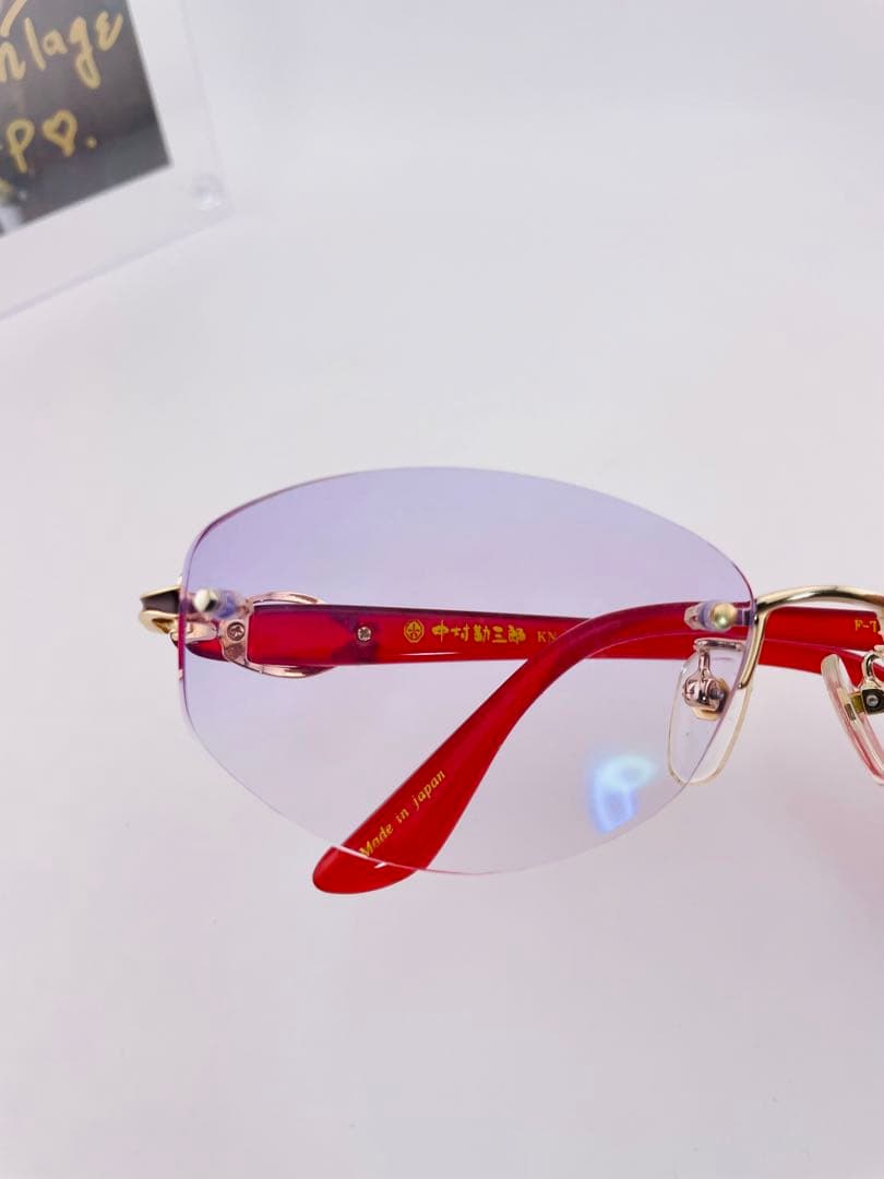 中村勘三郎 ダイヤ付き 日本製 眼鏡 ビンテージ フレーム 希少美品　人気 6