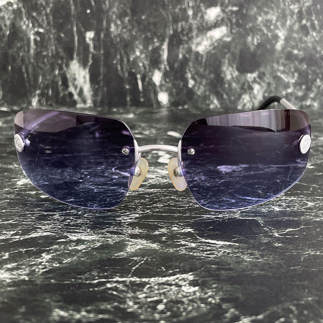 極美品 CHANEL シャネル ココマーク リムレス サングラス カラーレンズ
